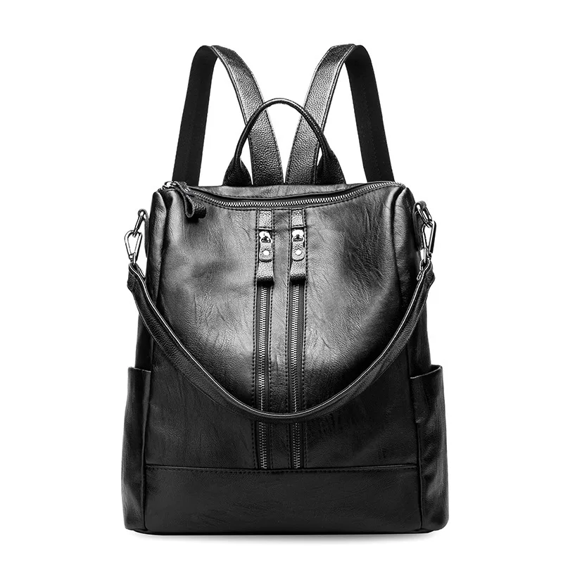 

Kajie 2019 Genuine Leather Women Backpack High Quality Sheepskin School Bags Black Soft Back Bag Fashion Backpacks Shoulder Bag