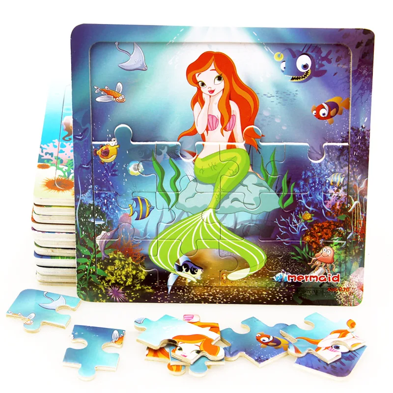 

Big Size educational toys wooden Puzzle toy Aquatic creatures Mermaid Baby Educational Early Learning Toys for Children Gift