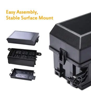 

12 Way Relay Box Fuse Block Holder Waterproof Universal ATC/ATO For All Vehicles Car Accessories Car Fuse Box 2 Clip-Locks Cover