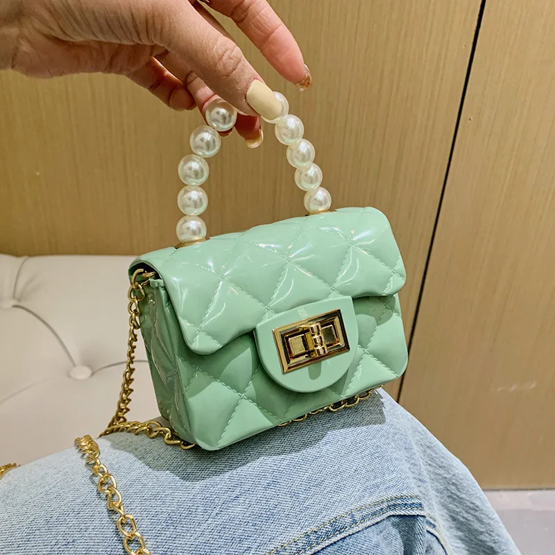 Dikaril Women Mini Handbag New Elegant Shoulder Messenger Portable Chain Bag Girl Cute Bag Pearl Crossbody Rhombus Small Bags