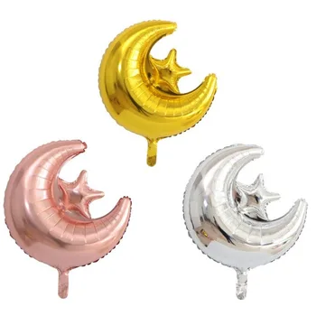 

50pcs/lot Decoration of the Moon Star aluminum foil Muslim Ramadan party decoration decoration aluminum film balloon wholesale