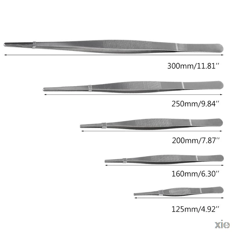 Зубчатый Пинцет для барбекю из нержавеющей стали, длинные Щипцы для еды, прямой Домашний медицинский пинцет, садовый кухонный инструмент для барбекю, 5 размеров