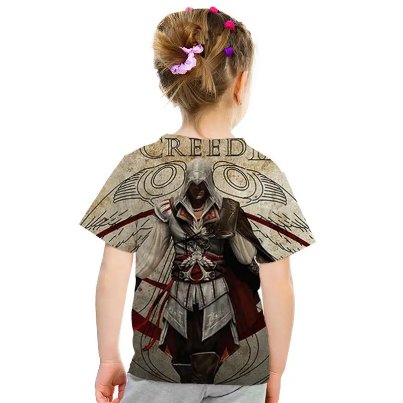 Assassin's Creed/детская одежда для активного отдыха с 3d принтом, приталенная рубашка для мальчиков и девочек, Детская футболка с короткими рукавами, 3D