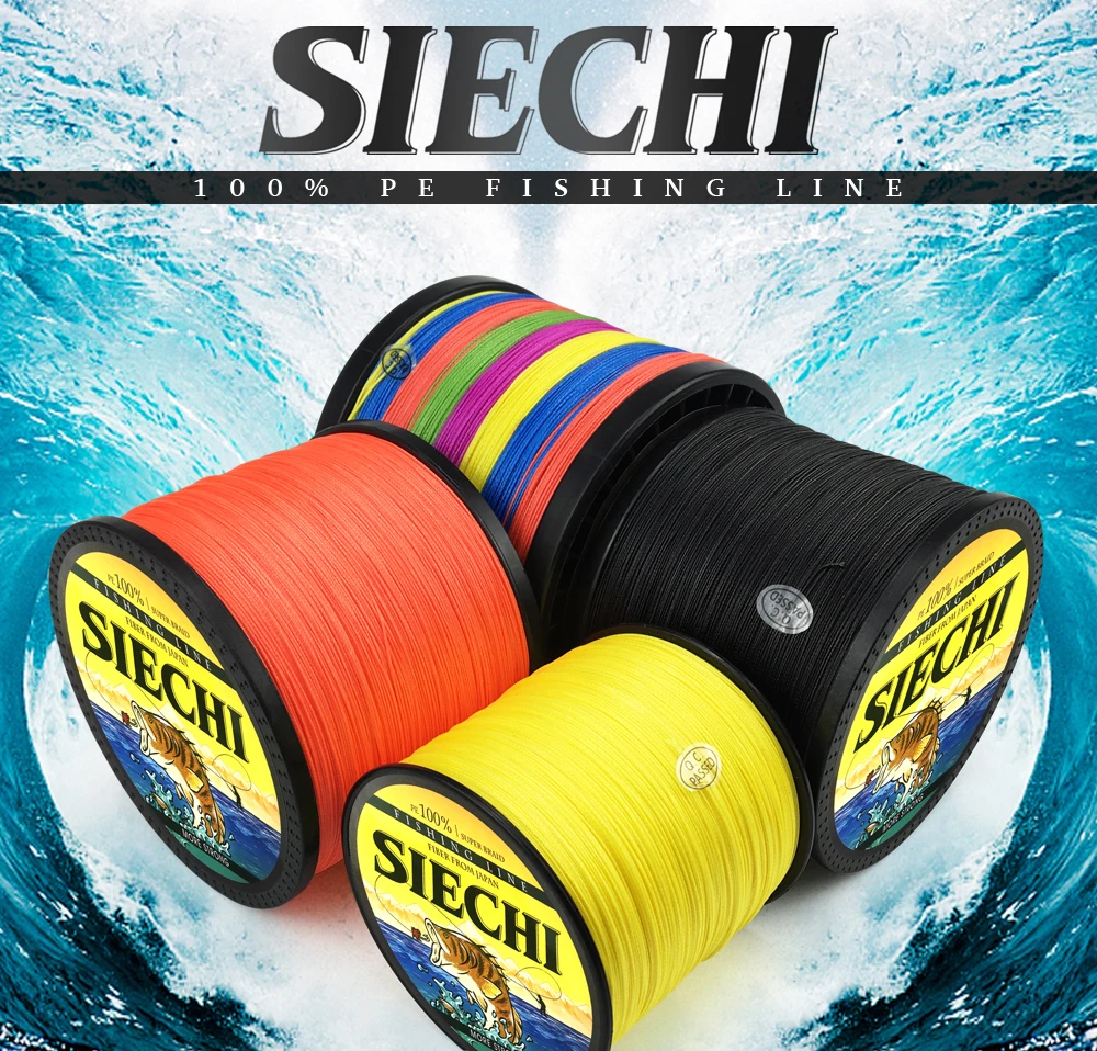 SIECHI плетеная леска 300 м 500 м 1000 м 4 нити 8 StrandsMultifilament рыболовная проволока для ловли карпа 20-88lb