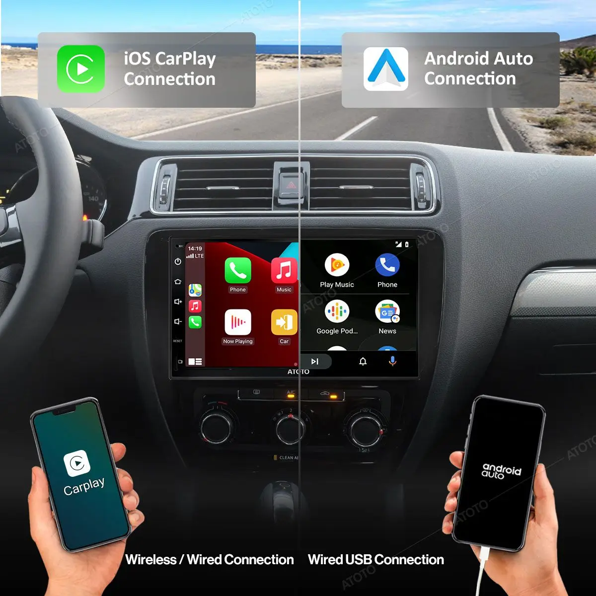ATOTO S8 Premium 21 languages Car in-Dash Navigation Stereo Radios Car Audio Video Multimedia Players Support  IOS and Android