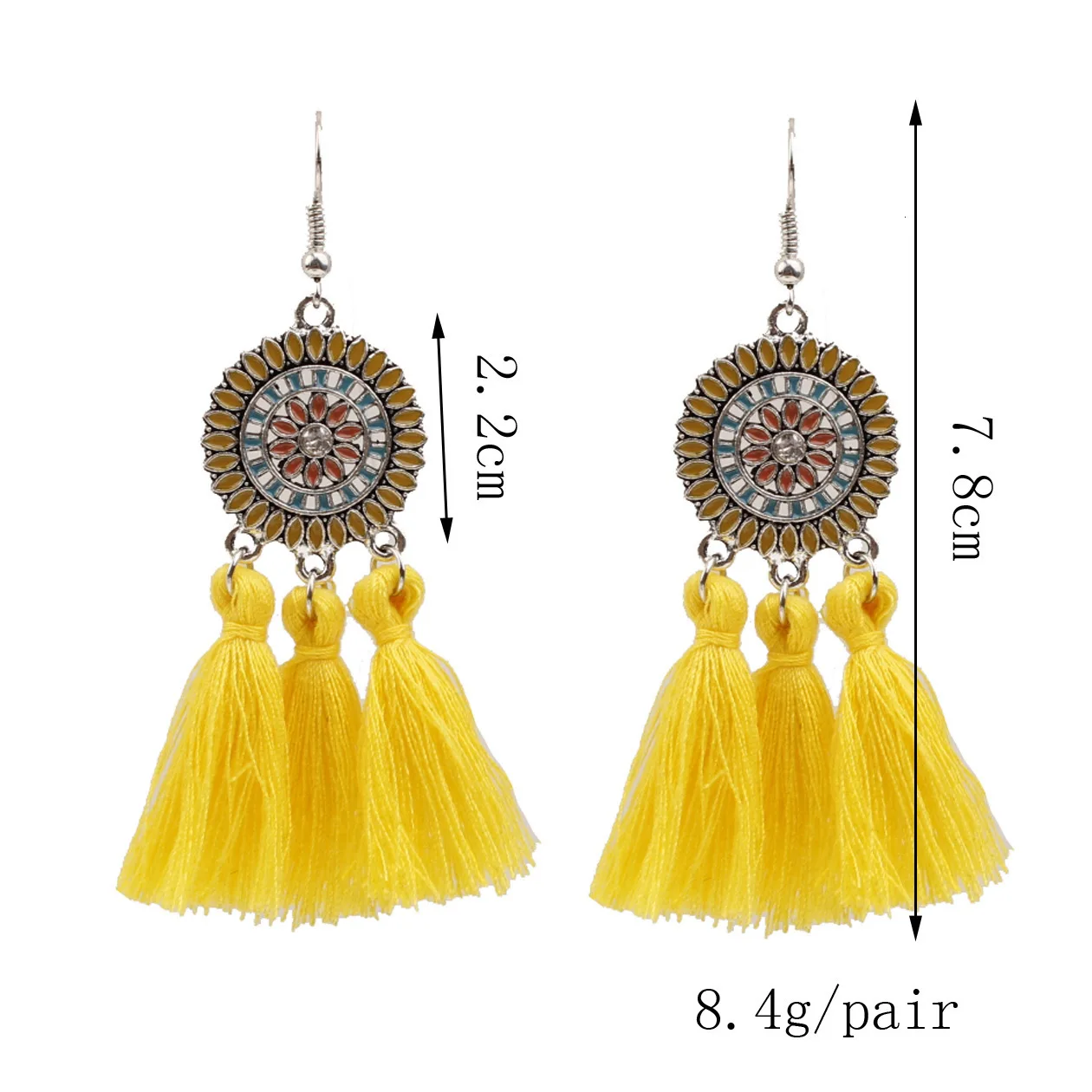 39 Colors Vintage Ethnic Alloy Fan Tassel Earrings For Female Boho Fringe Dangles Earings Women Jewelry accessories party gift