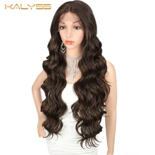Kalyss 30 inch lace front wig curly synthetic wigs for black women long black wavy wig faux locs lace front wig african style
