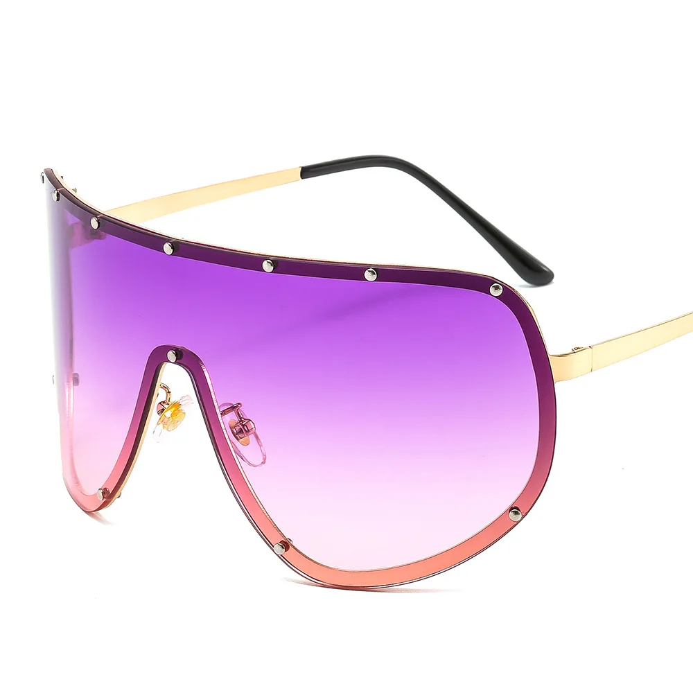 Gafas de sol de gran tamaño sin montura para hombre mujer, lentes una pieza con visera, máscara a prueba de viento, negras, grandes, UV400|Gafas de sol para mujer| - AliExpress