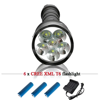 

6led Super bright long range flashlight hunting torch flashlight 18650 Rechargeable XML T6 self defense flash light lampe torche