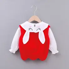 Осенний жилет для маленьких девочек теплая рубашка детская одежда для девочек детский От 0 до 3 лет комплект одежды из двух предметов Милая одежда, подарок