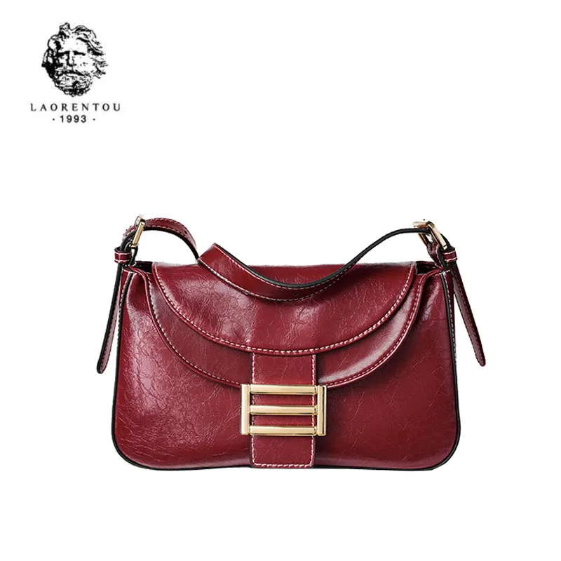 

LAORENTOU women leather bag 2020 new Korean shoulder bag Small leather retro square bag