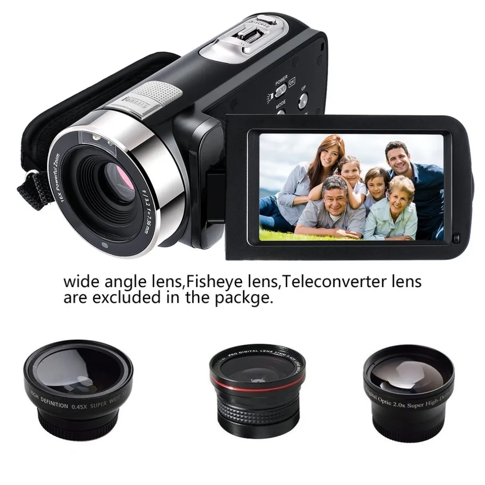 5,0 м HD CMOS сенсор 3,0 дюймов TFT вспышка цифровая камера 24,0 МП FHD ЖК-экран вращения цифровая камера с 16X цифровым зумом