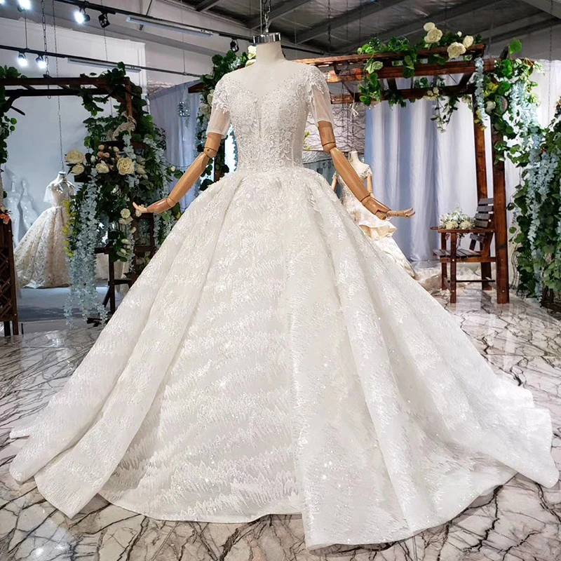 HTL790 кружевное бальное платье с коротким рукавом свадебные платья круглым