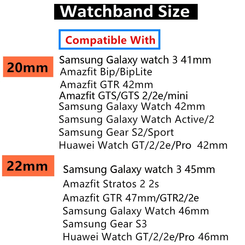 20mm 22mm Band for Samsung Galaxy Watch 6/4/Classic/5 pro/3/active 2 Gear s3/S2 silicone bracelet Huawei GT/2/GT2/3 Pro 4 strap