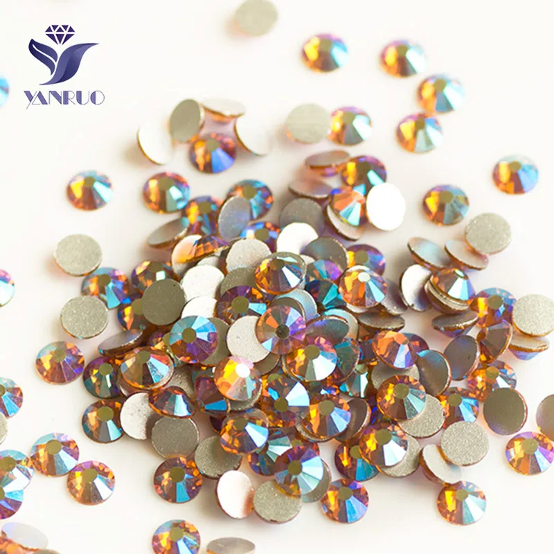 Topaz AB YANRUO 2058NoHF Topaz AB 1440 шт не исправление хрустальные камни стразы с плоской задней частью без клея украшения одежды свадебное платье - Цвет: Topaz AB