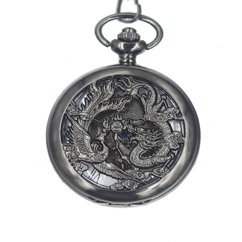 

Top Grade High Quality Large Size Pocket Watch Retro Style Dragon & Phoenix Analog Watch Mechanical Pocket Watch Foreign Trade A