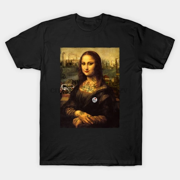 Men tshirt MODERN MONNA Monnalisa Parody T Shirt Printed T-Shirt tees top |