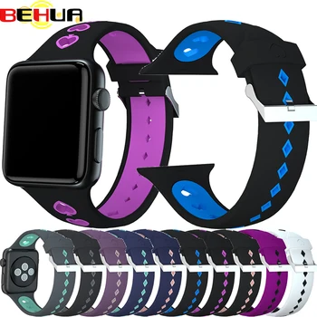 

New Breathable Silicone Sports Band for Apple Watch 5 4 3 2 1 42MM 38MM rubber strap bands for Iwatch Series 5 4 3 2 1 40mm 44mm