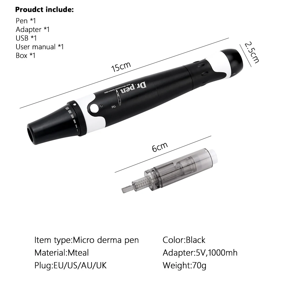 Дерма ручка Ultima A7 Dr. Pen микроиглы терапия система Дерма прокатки акне удаление морщин уход за кожей инструмент красоты с 12pin иглы