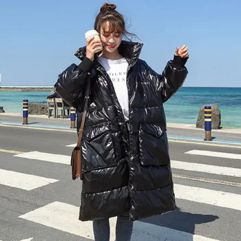

Winter Warm Glossy Down Cotton Jacket Women Parka New High quality Fashion Thick Cotton Overcoat Women Loose Padded Jacket Tide