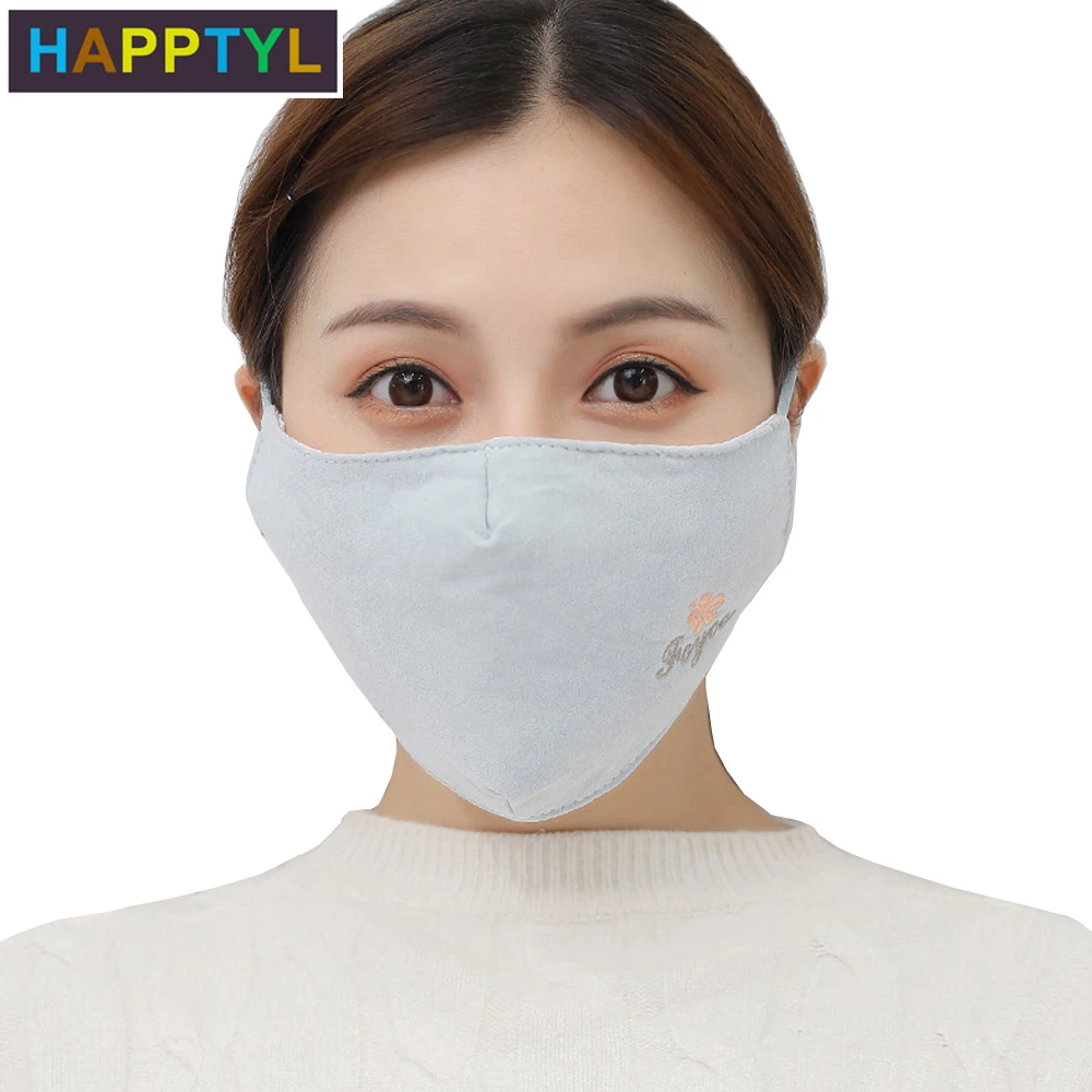 

HAPPTYL 1Pcs Women Face Mouth Mask Winter Warm Cotton Windproof Washable Adjustable Earloop Respirator