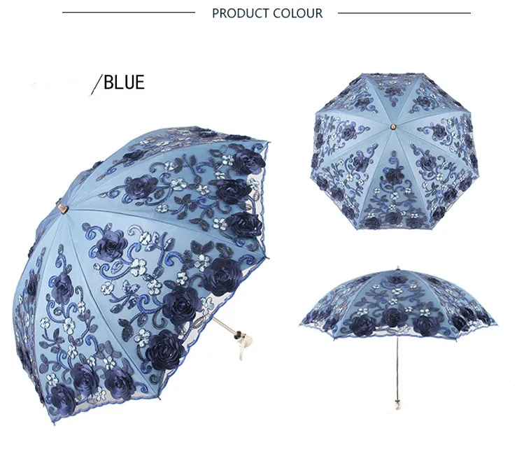 Двухслойный зонтик, кружевной зонт, зонт с вышивкой, кружевной зонт, дождевик, женский складной двойной черный зонт с УФ-защитой