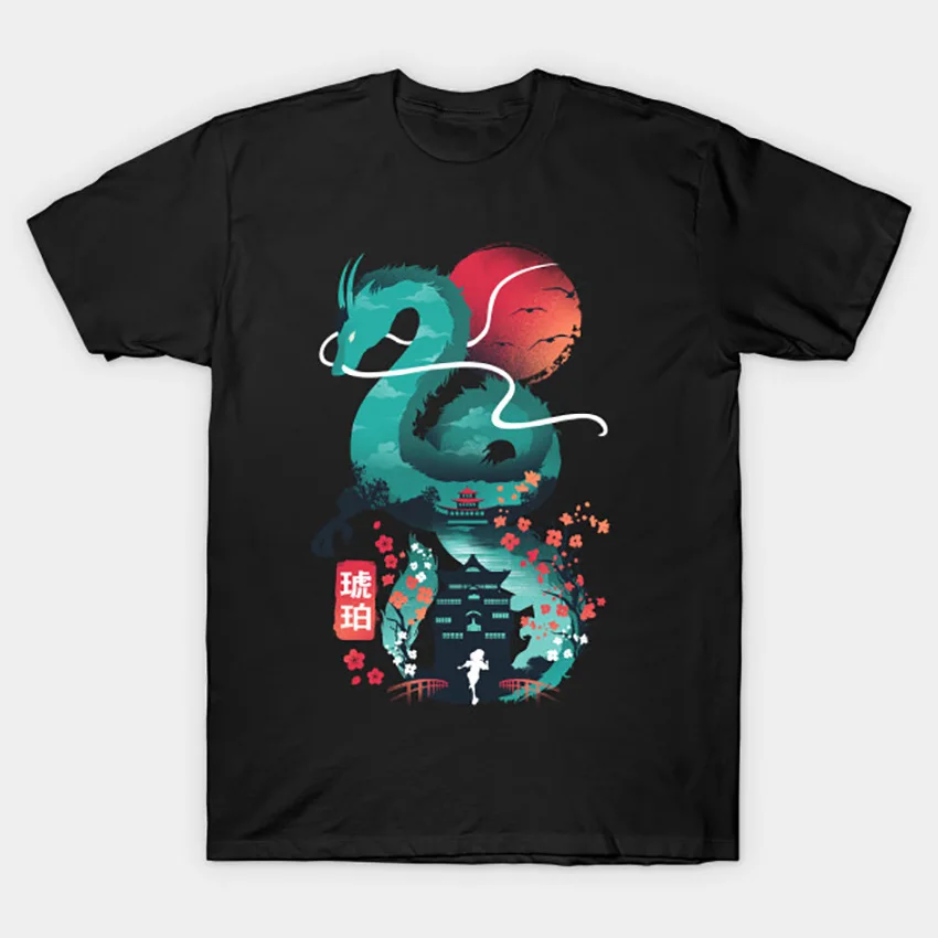 Haku Ukiyoe футболка унесенная призраками футболка аниме и манга dwxqfazttswdre Япония Тихиро японский унесенный призраком Хаку без лица