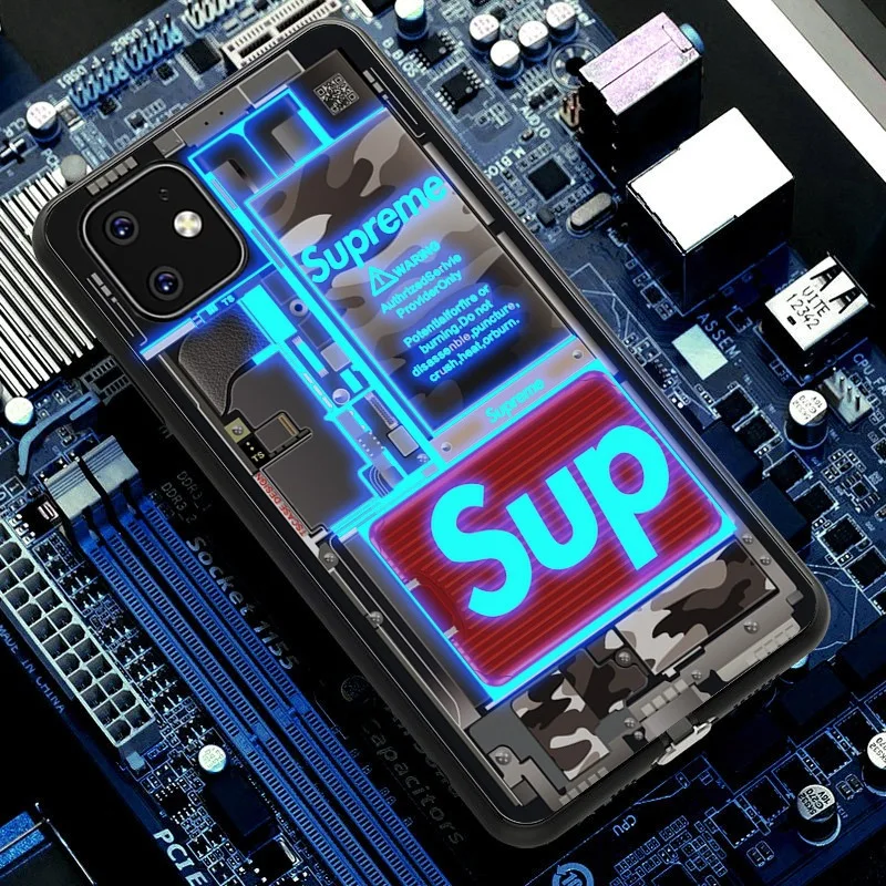 Чехол для телефона для iPhone X XR XS Max 11 Pro Голосовое управление СВЕТОДИОДНЫЙ логотип Вспышка освещение закаленное стекло ТПУ защитный чехол протектор - Цвет: 04