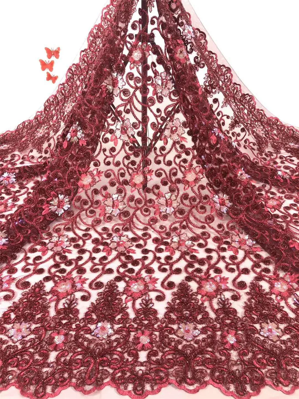

The latest African lace fabric 2021 high-quality lace fabric with sequined Nigerian evening dress mesh lace fabric FJ36971