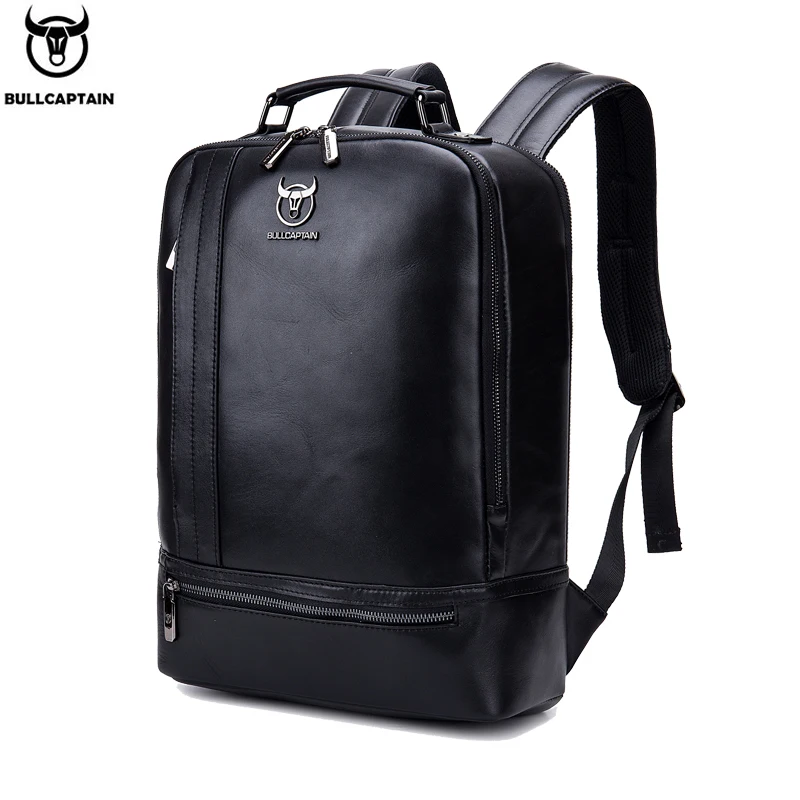 

BULLCAPTAIN Multifunction Men 15inch Laptop leather Backpack Fashion minimalist Male Mochila 18L Travel backpack for men women
