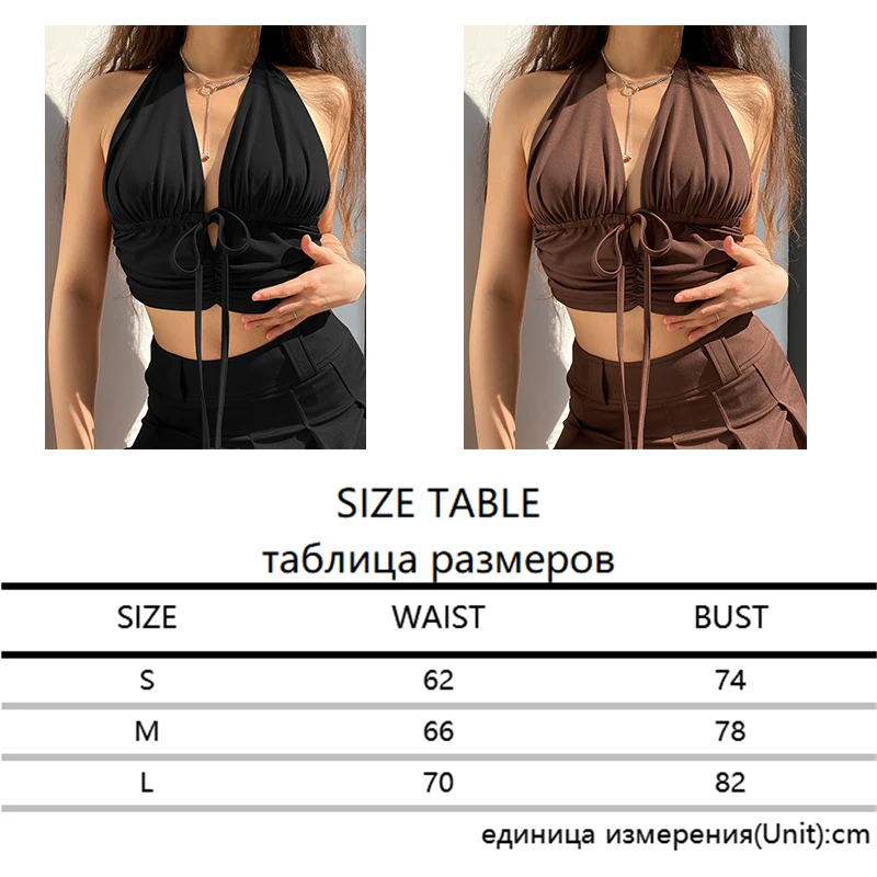 2021 Vintage Brown Halter Camisole Hollow Out Cyber Y2k Crop Top Women Gothic Sexy Aesthetic Fairy Corset Tank Camis 90s Clothes