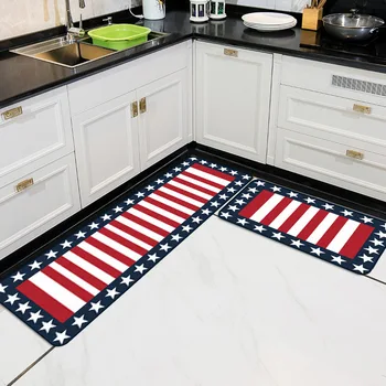 

Classic European style blue red and white star square kitchen mat combination entry mat bedroom long bedside blanket