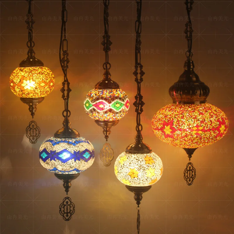 

Cross-border Mosaic chandeliers Turkey retro bar bar Mediterranean droplight characteristics of lamps and lanterns