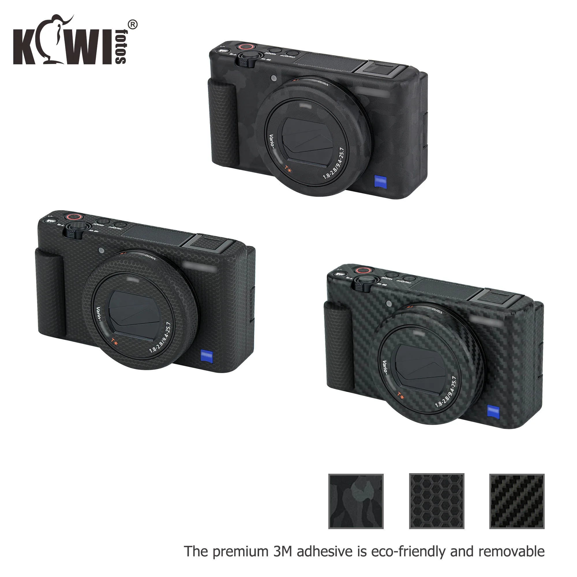 Kiwi Anti-Scratch Camera Body Sticker For Sony ZV-1 ZV1 Skin Anti-slide Protective Skin Film Kit Cover Matrix Black