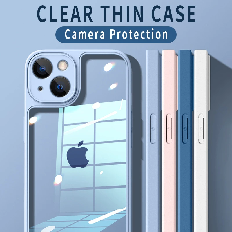 13 pro max case Luxury Armor Bumper Clear Thin Phone Case For iPhone 11 12 13 Pro Max Mini X Xs XR Candy Silicone Shockproof Transparent  Cover best iphone 13 pro max case