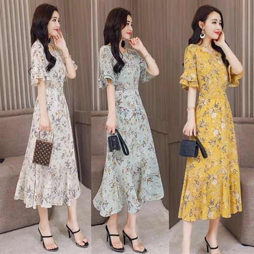 

Korean-style Slim Fit Elegant Fashion Skirt 2019 Summer New Style WOMEN'S Dress Long over-the-Knee Dress Long Skirts Fashion