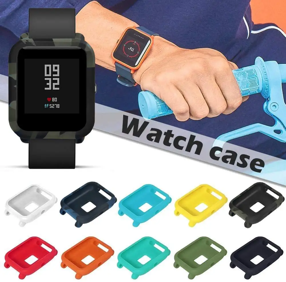 

protector for Huami amazfit bip Pace Youth Watch Smart Accessories Protector Frame Colorful Case Cover Shell Soft Silicone Frame