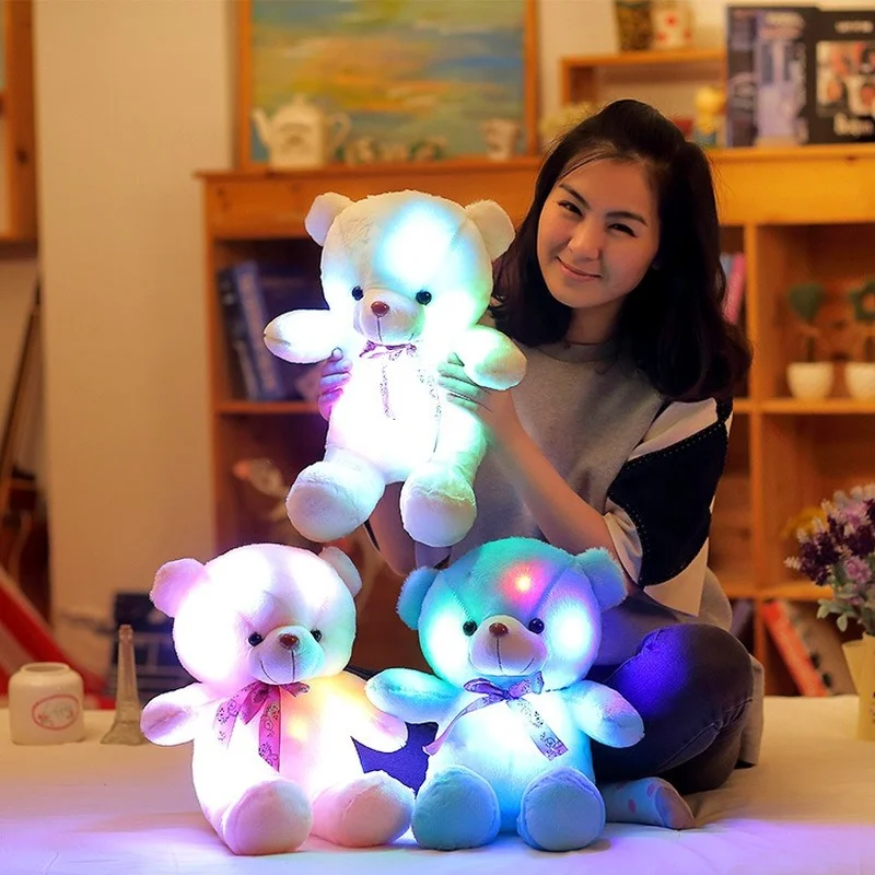 Induction Luminous Candy Color Hug Bear Plush Toy Teddy Bear Child Ragdoll Birthday Christmas Gift Wholesale