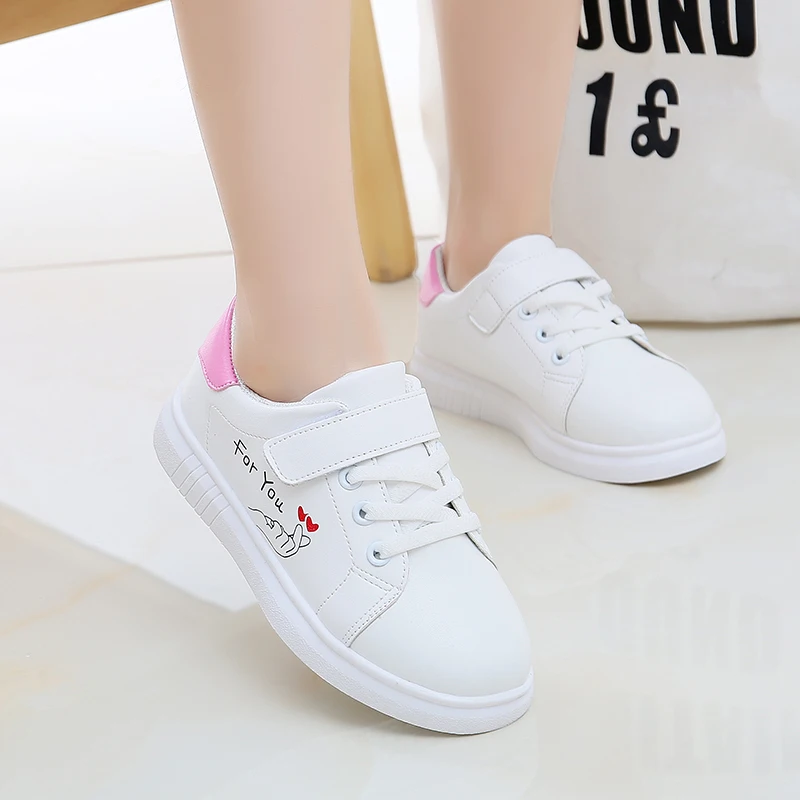 

Kids Sport Shoes Spring Fashion Girls Sneakers Princess Flat Children Girls Infant Student Running Shoes White STQ003