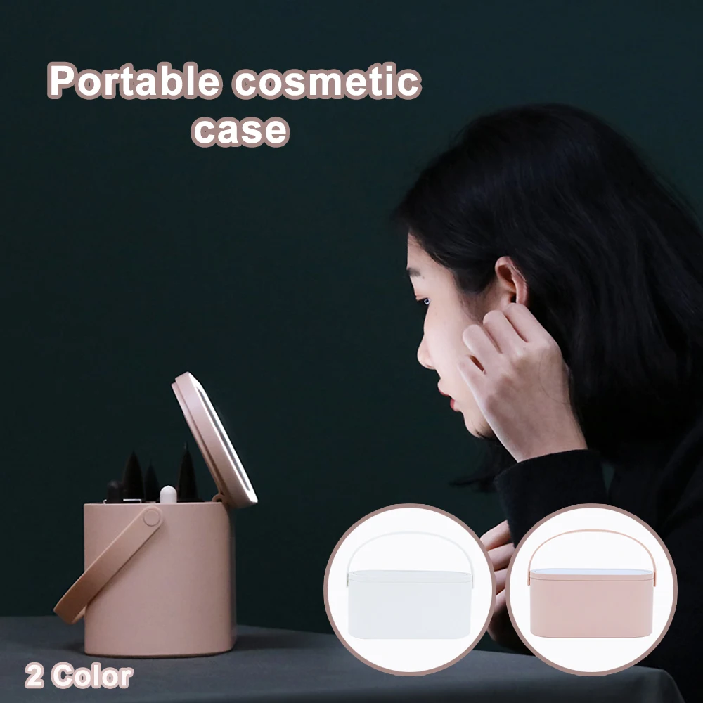  Travel Makeup Tools Cosmetics Organizer With LED Lights Makeup Mirror Creative 2 In 1 Portable Make
