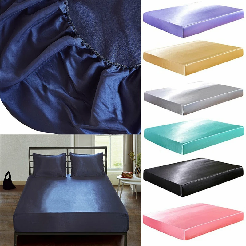 Lmitated Silk простыня для кровати с глубоким карманом мягкая устойчивая к выцветанию от морщин водостойкая твердая простыня для кровати большой чехол для матраса протектор