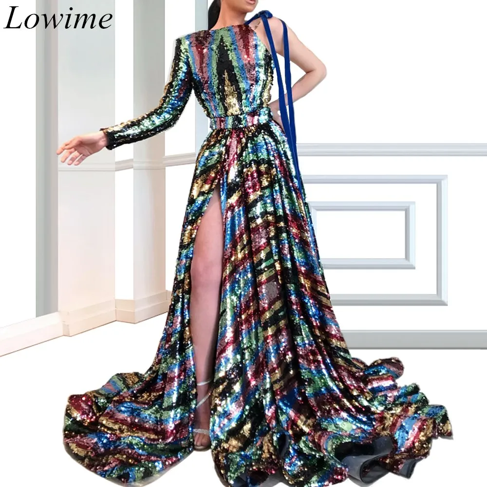 Nieuwe Sparkly Moslim Celebrity Jurken 2019 Lange Een Schouder Kaftan Formele Avond Party Jurk Midden-oosten Prom Jassen abiye Nieuwe Sparkly Moslim Celebrity Jurken 2019 Lange Een Schouder Kaftan Formele Avond Party Jurk Midden-oosten Prom Jassen abiye
