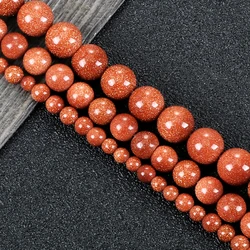 Blue Green Sandstone Goldstone Beads for Jewelry Making - Round Loose Beads in Natural Stone, Ideal for DIY Bracelets and Necklaces, Available in 4/6/8mm (Goldstone)