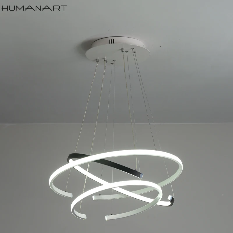 LED Chandeliers Light Modern Simple For Living Room Dining Room Circle Rings Acrylic Aluminum Body LED Ceiling Lamp Fixture