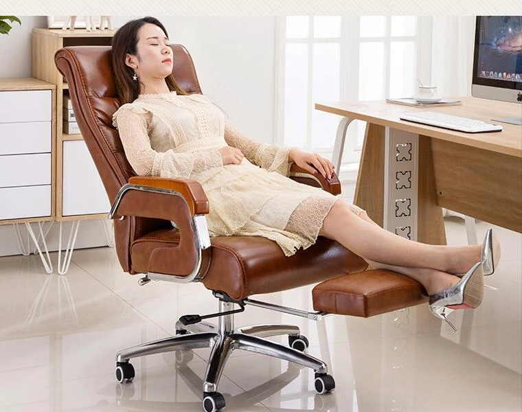 Computer chair home reclining desk chair ergonomic swivel chair leather boss chair staff chair lift office chair|Office Chairs| - AliExpress