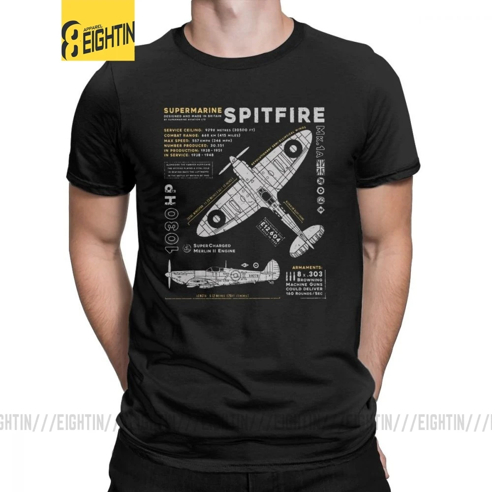 Skup Nowość Spitfire T Shirt mężczyźni 100% bawełniane koszulki myśliwiec WW2 War Pilot samolot samolot koszulki z krótkim rękawem ubrania imprezowe