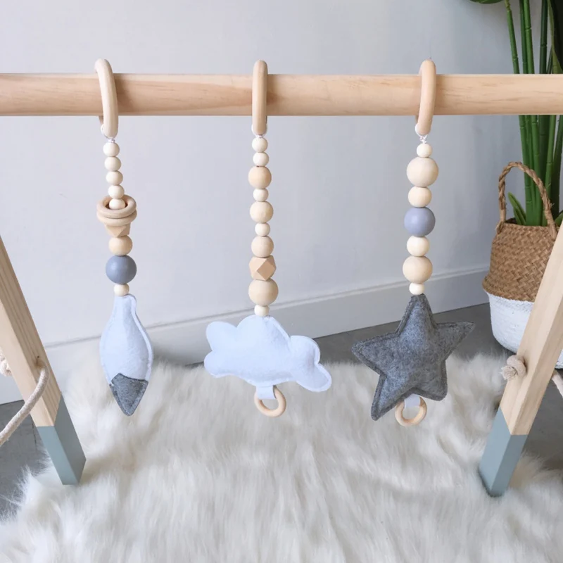 Nordic Felt Handmade Cloud Cactus Kids Room Wall Home Decor Ornament Hanging Nursery Room Wood Beads Hanging Accessories