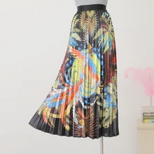 Новая длинная Плиссированная юбка с принтом Феникса на осень и зиму