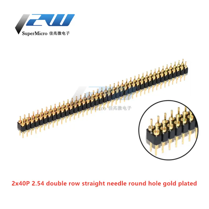 5 Pcs Round Hole Pin Header 2.0MM/2.54MM Pitch Row Female/Male, Single Row 1x40P Row 2x40P Double Row Pin Round Pin Gold Plated image 12