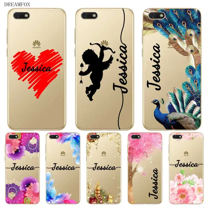 

Peacock Custom Your Name DIY Clear Soft Silicone Case Cover For Huawei Mate 8 9 10 20 30 Lite Pro Coque Capa
